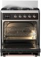 Ilve® Majestic III 30" Glossy Black Pro Style Dual Fuel Liquid Propane Range with Triple Glass Door and Copper Trim-2