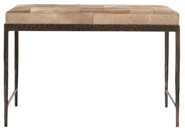 Classic Home Achen Bronze/Canyon Sand Hide 28" Bench-2