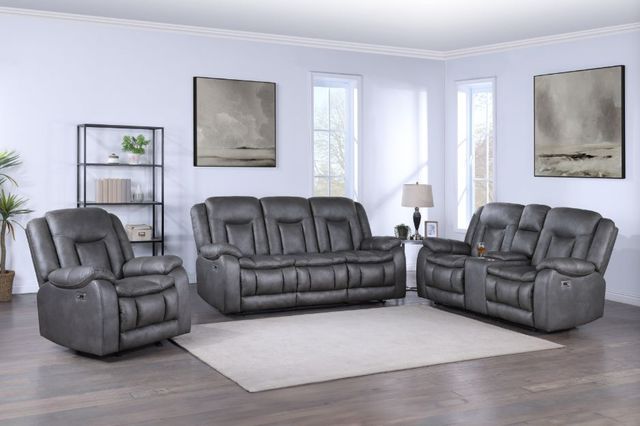 New Classic® Home Furnishings Morello Gray Power Console Loveseat-1