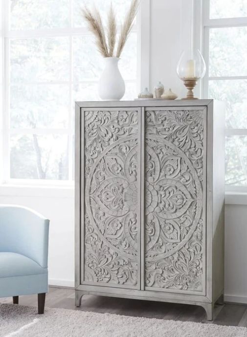 Modus Furniture Boho Chic Washed White Wardrobe Chest-1