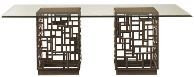 Tommy Bahama® Furniture Ocean Club South Sea Glass Top Rectangular Dining Table with Dark Mocha Brown Base