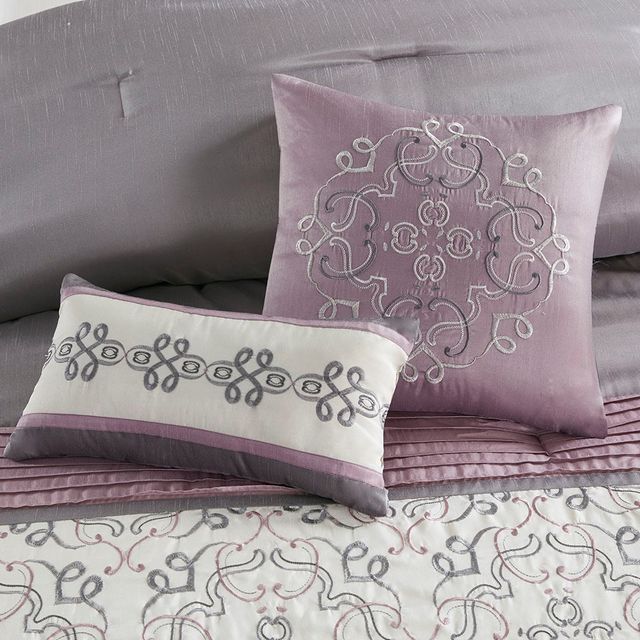 Olliix by Madison Park Essentials Jelena 24 Piece Purple Queen Room in a Bag-2