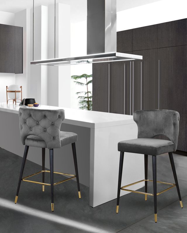 Meridian Furniture Kelly Gray Velvet Counter Stool-3