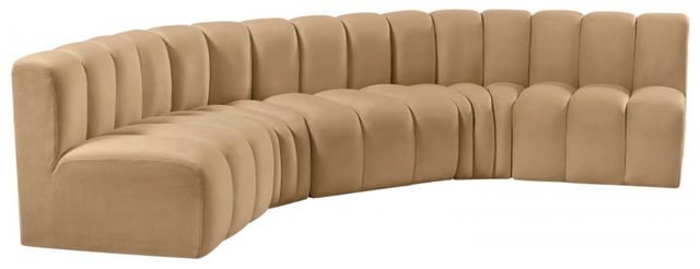 Meridian Furniture Arc 5-Piece Camel Velvet Sectional-0