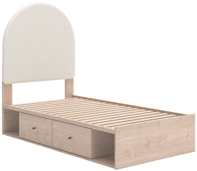 Signature Design by Ashley® Shapella Tan/White Youth Twin 2-Drawer Upholstered Storage Panel Bed-0