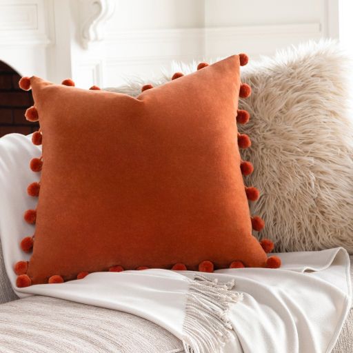 Surya Serengeti Burnt Orange 18"x18" Toss Pillow with Down Insert-3