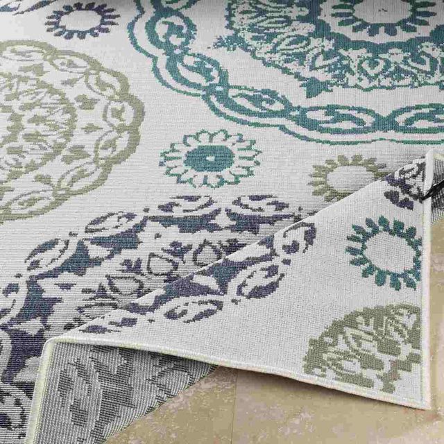 Surya Alfresco Teal/Navy/White/Taupe 5'x8' Area Rug-4