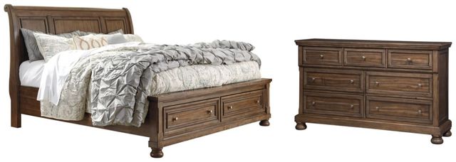Signature Design by Ashley® Flynnter 2-Piece Medium Brown California King Sleigh Bed Set-0