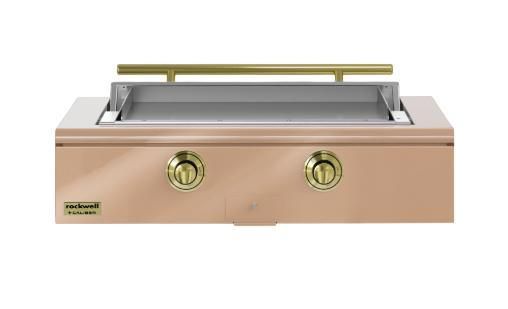 Caliber™ Rockwell Social 42" Champagne Built-In Liquid Propane Outdoor Griddle with Brass Hardware-0