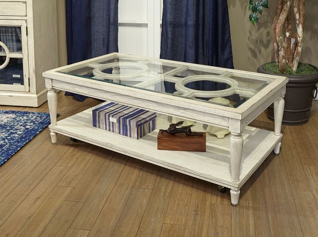 aspenhome® Radius Glass Cocktail Table with Alabaster Base -3