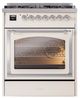 Ilve® Nostalgie II Noblesse 30" Antique White Pro Style Dual Fuel Range with Chrome Trim-1