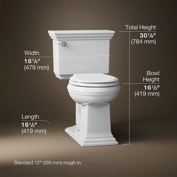 KOHLER® Memoirs® Stately Continuousclean White 1-Piece Round-Front Toilet, 1.28 Gpf-4