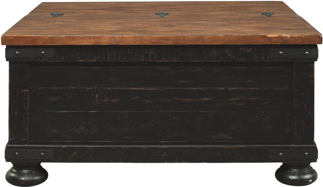 Signature Design by Ashley® Valebeck Light Brown Square Lift Top Coffee Table with Rustic Black Base-1