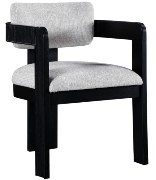 Meridian Furniture Sacha Gray/Black Linen Textured Upholstered Dining Chair-0
