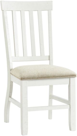 Elements International Stone White White Slat Back Side Dining Chair