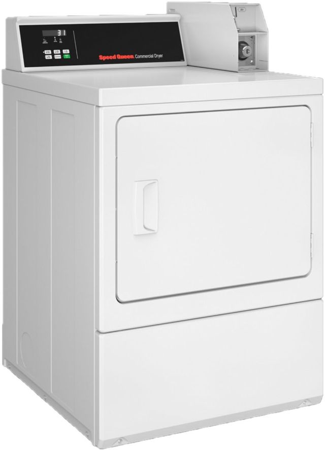 Speed Queen® Commercial 7.0 Cu. Ft. White Coin Drop Front Load Gas Dryer-1