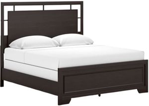 front view of the Signature Design by Ashley® Covetown Dark Brown Queen Panel Bed