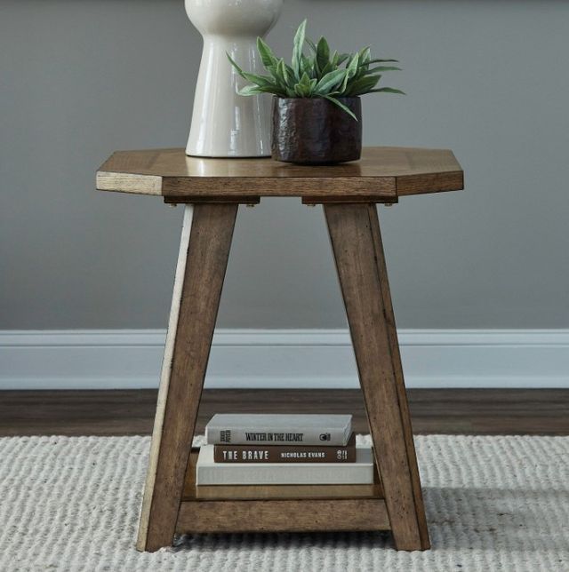 Liberty Furniture Carolina Park Amber Brown Octagonal End Table-1
