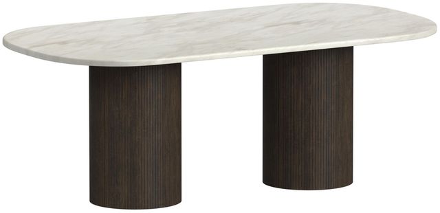 Elements International Sylvie 7-Piece Dark Brown/White Oval Dining Set-2