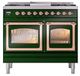 Ilve® Nostalgie II Noblesse 40'' Emerald Green Pro Style Dual Fuel Range with Copper Trim-1