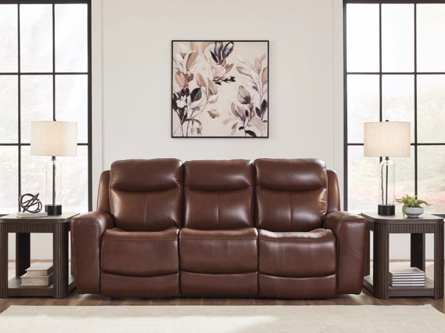 Signature Design by Ashley® Next Move Mahogany Power Reclining Sofa with Adjustable Headrest-2