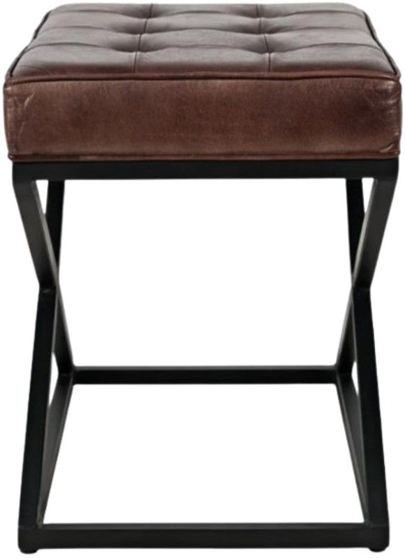 Jofran Inc. Global Archive Hogan Black/Dark Sienna Leather Ottoman-3