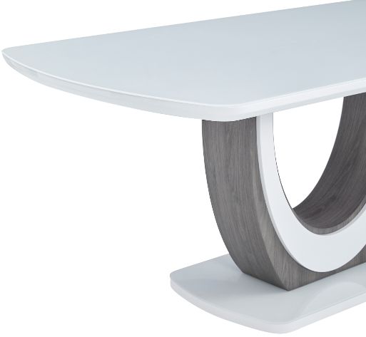 Mazin Furniture London White Lacquer Dining Table with U-Shaped Pedestal Base-3