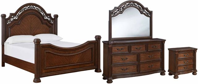 Signature Design by Ashley® Lavinton 4-Piece Brown Queen Poster Bed Set-0