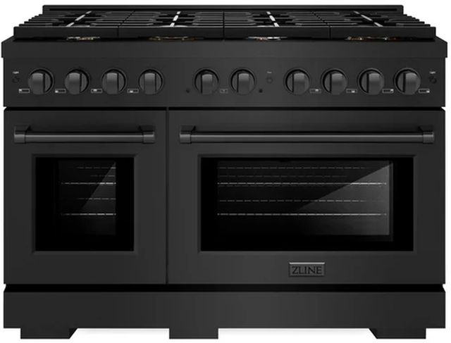 ZLINE 48" Black Stainless Steel Pro Style Gas Range with 8 Brass Burners-0