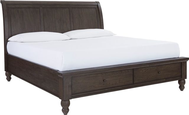 aspenhome® Cambridge Cracked Pepper Queen Sleigh Storage Bed-0
