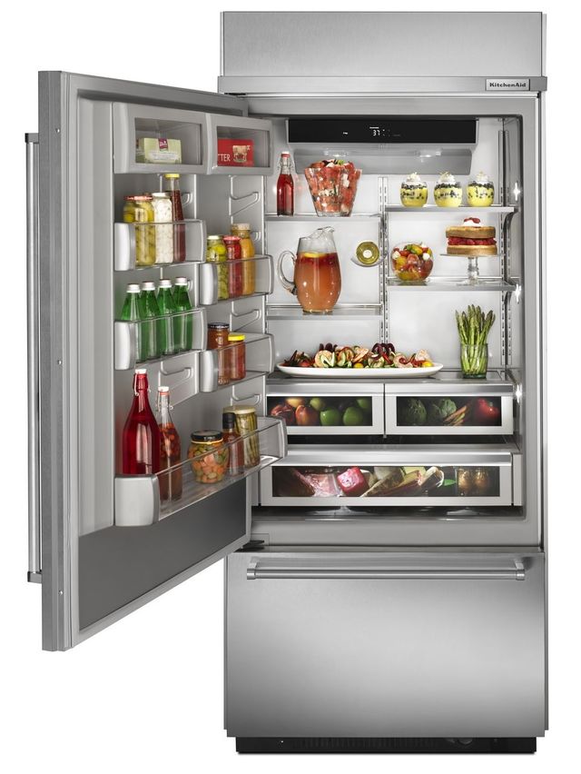 KitchenAid® 36 in. 20.9 Cu. Ft. Stainless Steel Built In Bottom Freezer Refrigerator-2