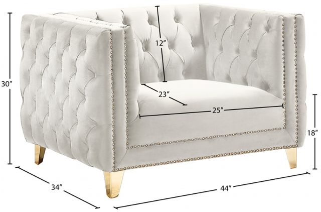 Meridian Furniture Michelle Cream Velvet Chair-2