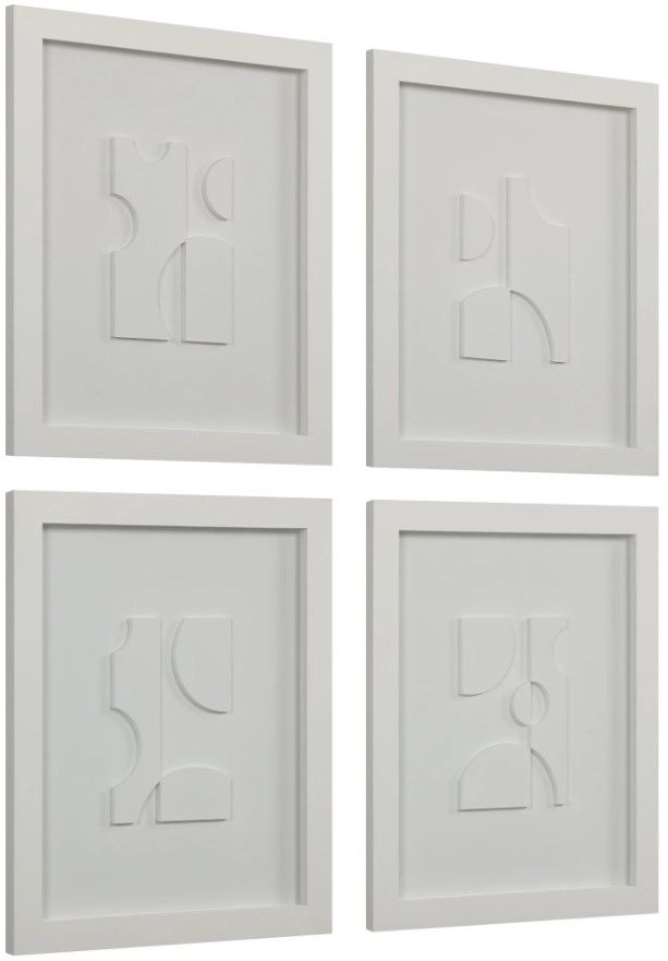 Renwil® Ispra 4-Piece Matte White Wall Art Set-2