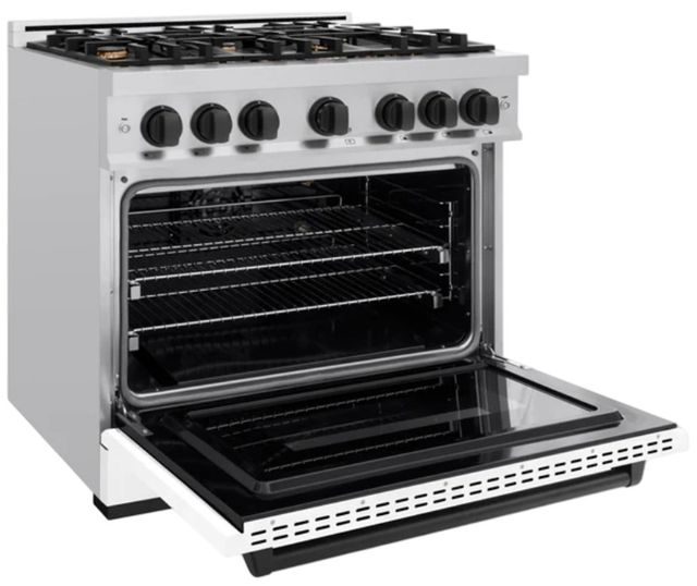 ZLINE Classic Autograph Edition 48" Stainless Steel Pro Style Gas Range with White Matte Door and Polished Gold Accents-3