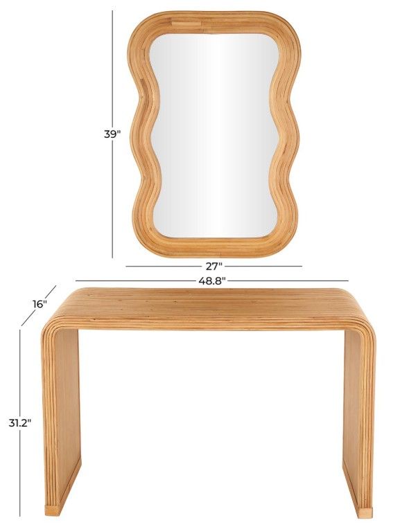 Deco Marche Brown Console Table and Mirror-3