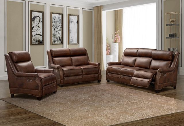 BarcaLounger® Warrendale Worthington Cognac Leather Power Reclining Sofa-3