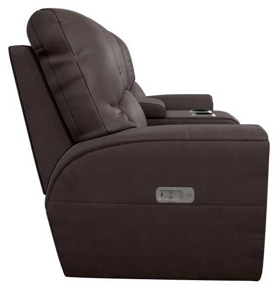 La-Z-Boy® Cassian Walnut Leather Power Reclining Loveseat with Console and Headrest-3