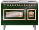 Ilve® Nostalgie II Noblesse 48'' Emerald Green Pro Style Dual Fuel Range with Copper Trim-1