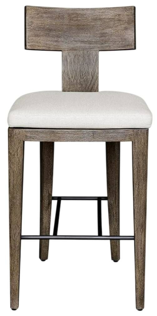 Uttermost® Cellini Weathered Gray Wooden Outdoor Bar Stool-2