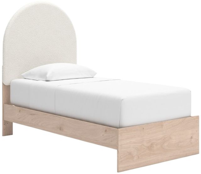 Signature Design by Ashley® Shapella Tan/White Youth Twin Upholstered Panel Bed-1
