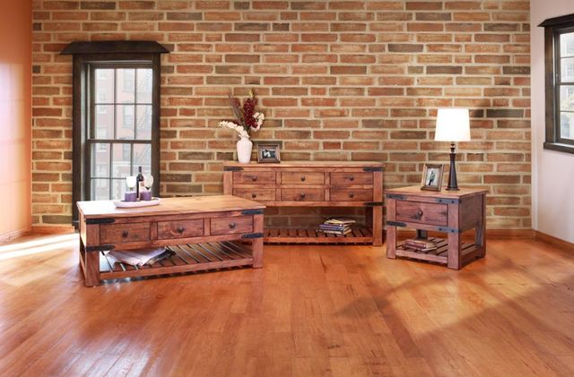 International Furniture Direct Parota Brown Sofa Table-1