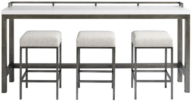 Universal Explore Home™ Essence 4-Piece Coconut Metal/Meringue Console Table with Stools Set-0