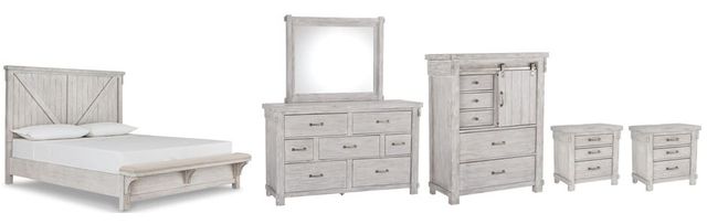 Signature Design by Ashley® Brashland 6-Piece White Queen Panel Bed Set-0