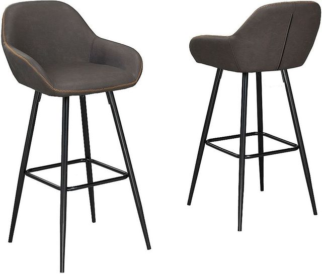Brassex Inc. Alexis 2-Piece Black/Vintage Brown 30" Bar Stool Set-2