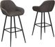 Brassex Inc. Alexis 2-Piece Black/Vintage Brown 30" Bar Stool Set-2