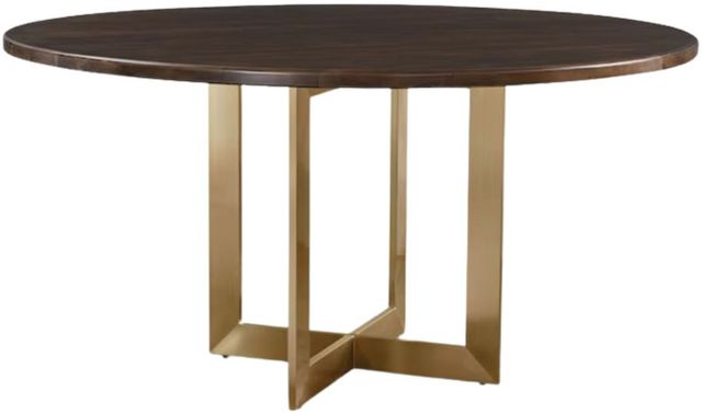 Bassett® Furniture Customizable BenchMade Astor Maple 54" Round Dining Table with Champagne Brass Base-0