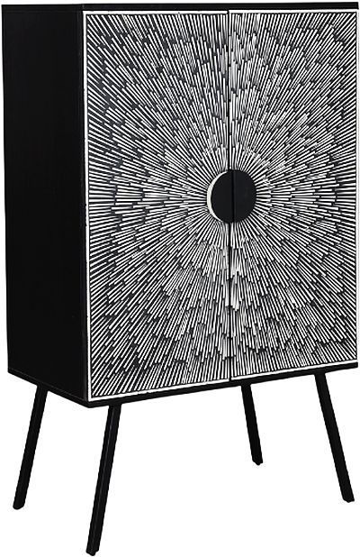 Moe's Home Collection Sunburst Black Wine Cabinet-0