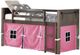 Donco Kids Barn Door Pink/Brushed Shadow Youth Twin Low Loft with Tent Kit-0