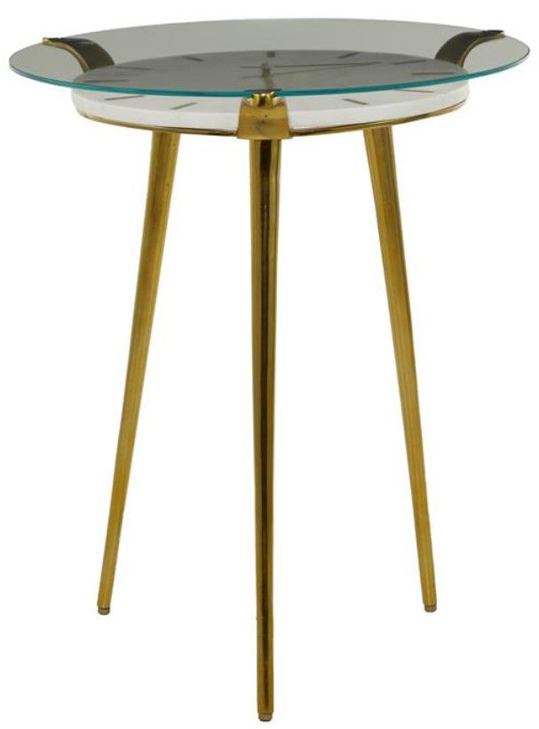 Deco Marche Glass Top Accent Table with Gold Base-1