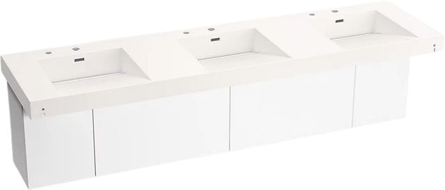 KOHLER® Constellation™ Designer White 90" Wall-Mount Basin Lavatory System and White Powder-Coated Shroud-0